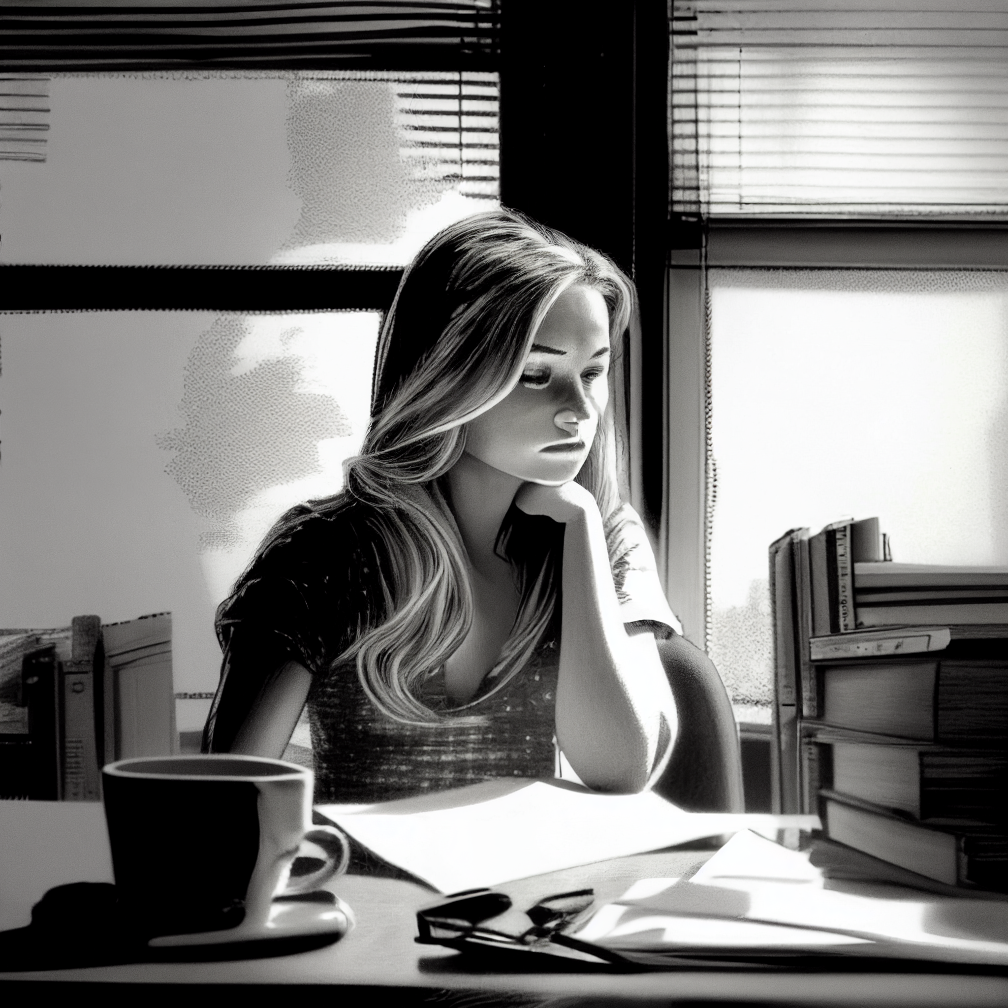 Sitting at desk
