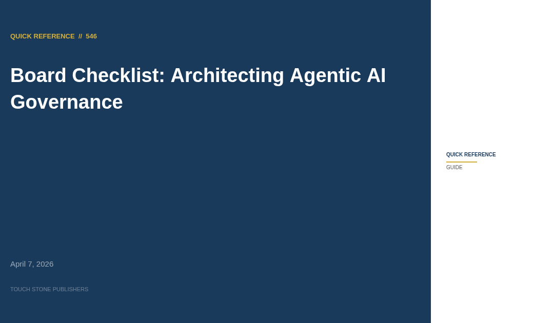 Board Checklist: Architecting Agentic AI Governance
