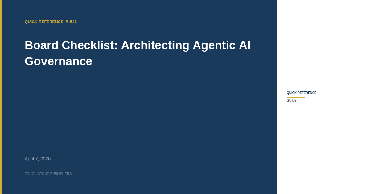 Board Checklist: Architecting Agentic AI Governance