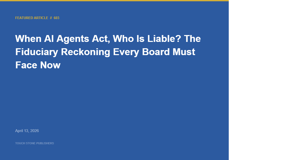 When AI Agents Act, Who Is Liable? The Fiduciary Reckoning Every Board Must Face Now