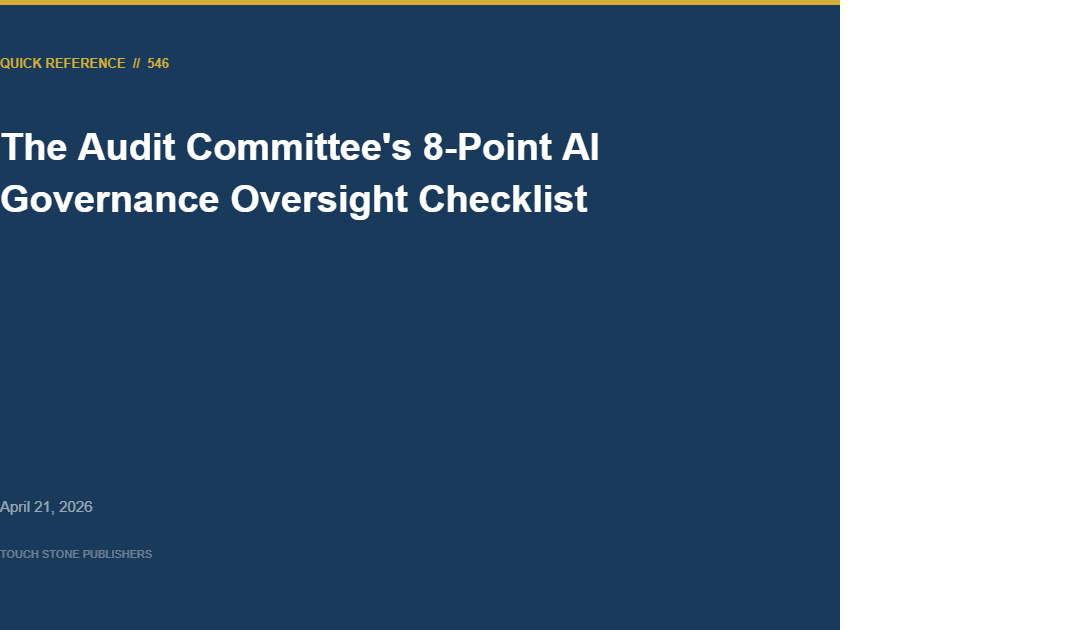The Audit Committee’s 8-Point AI Governance Oversight Checklist