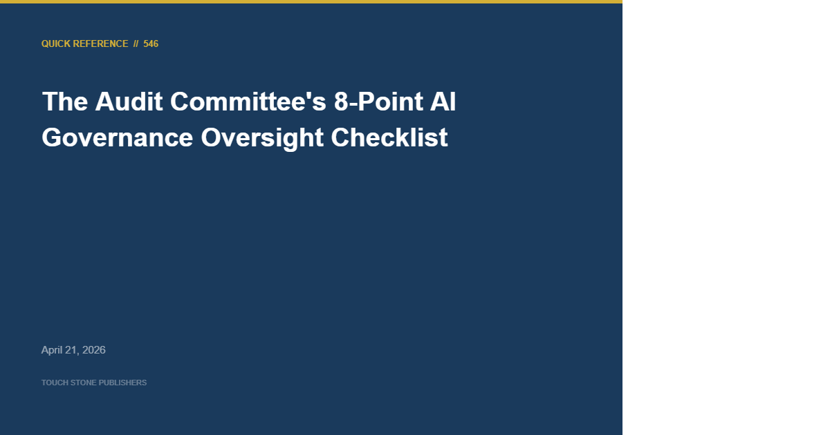 The Audit Committee’s 8-Point AI Governance Oversight Checklist