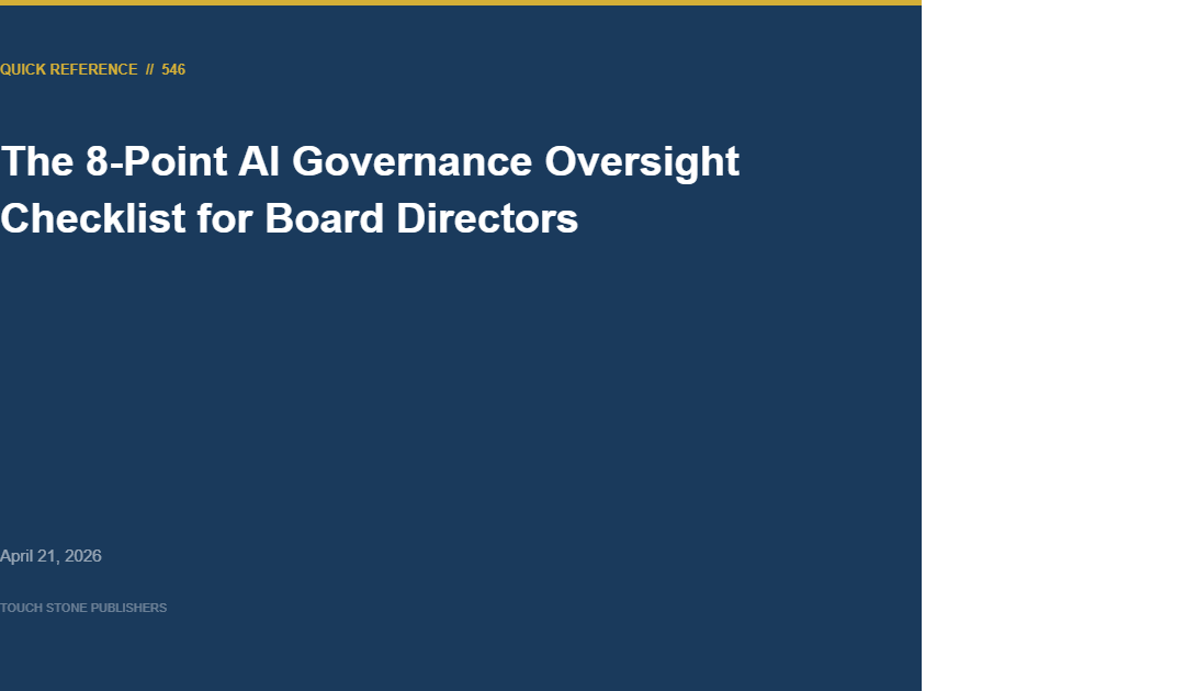 The 8-Point AI Governance Oversight Checklist for Board Directors