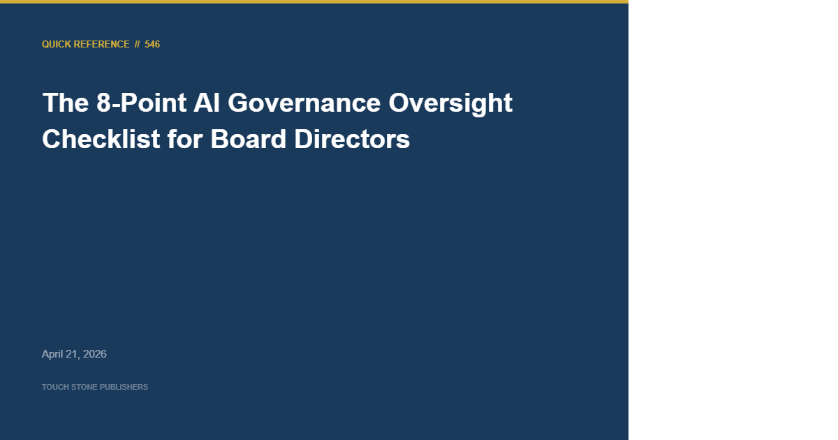 The 8-Point AI Governance Oversight Checklist for Board Directors