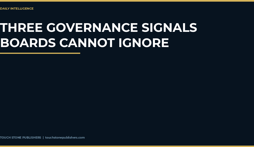 The AI Fiduciary Gap: Three Governance Signals Boards Cannot Ignore This Quarter