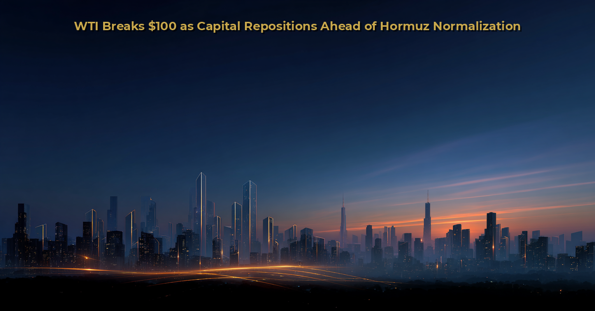WTI Breaks $100 as Capital Repositions Ahead of Hormuz Normalization 1 WTI Breaks $100 as Capital Repositions Ahead of Hormuz Normalization