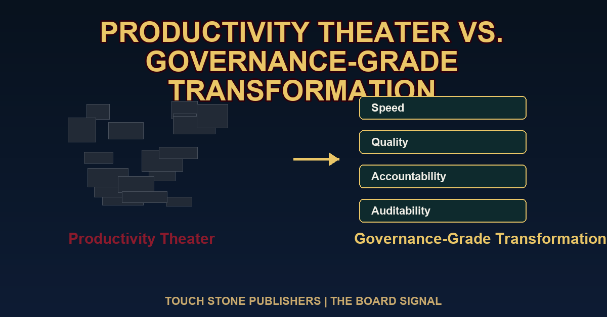 Productivity theater versus governance-grade transformation