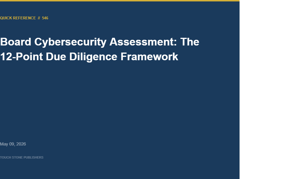 Board Cybersecurity Assessment: The 12-Point Due Diligence Framework