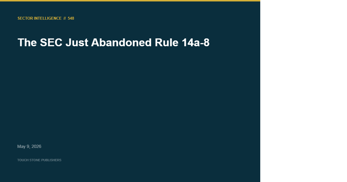 OFFICIAL STRATEGIC PORTAL 2026 2 The SEC Just Abandoned Rule 14a-8: Boards Now Bear Full Liability for Shareholder Proposal Exclusions