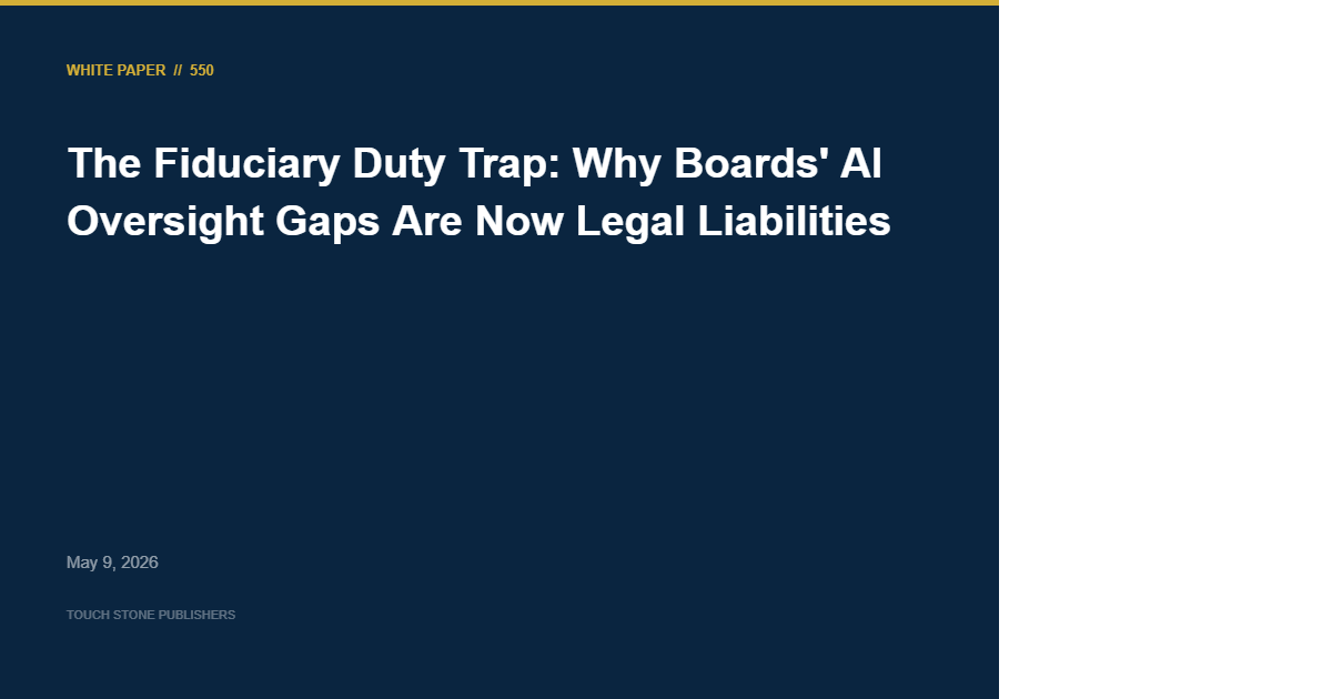 OFFICIAL STRATEGIC PORTAL 2026 3 The Fiduciary Duty Trap: Why Boards’ AI Oversight Gaps Are Now Legal Liabilities