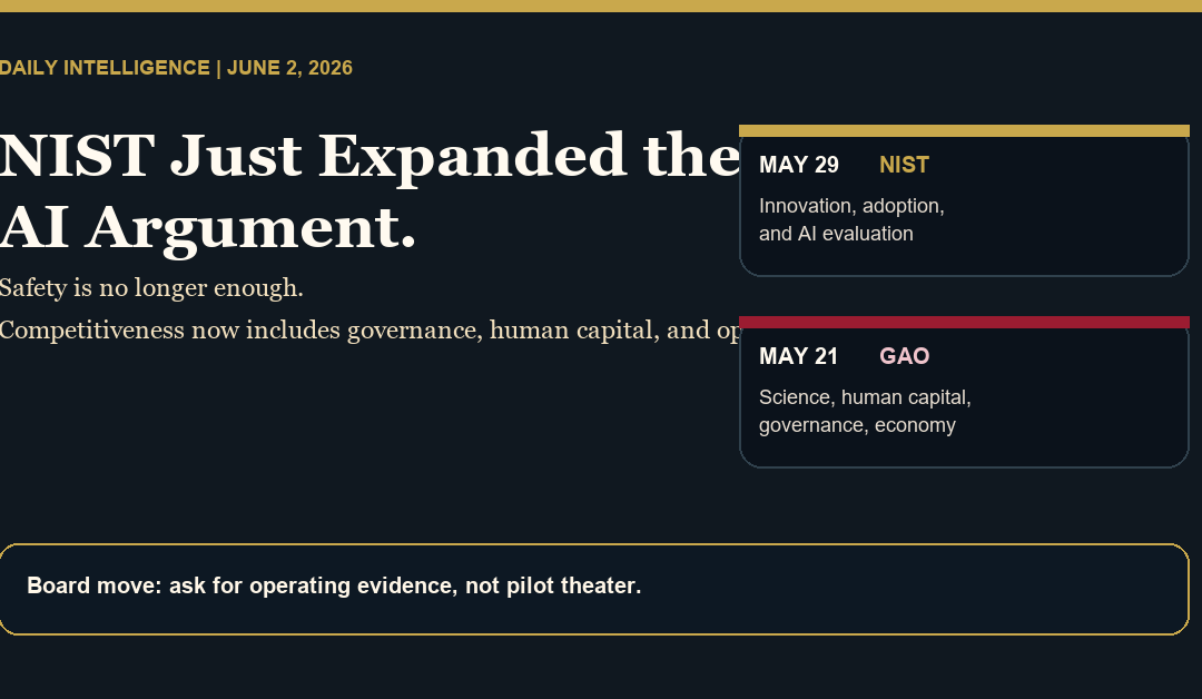 NIST Just Expanded the AI Argument. Safety Is No Longer Enough.