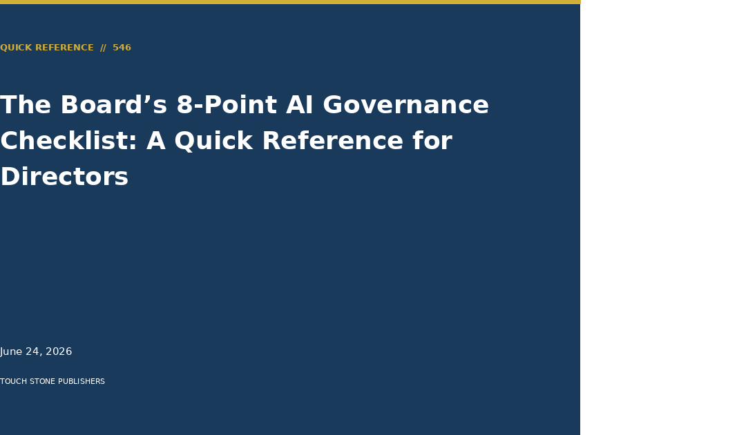 The Board’s 8-Point AI Governance Checklist: A Quick Reference for Directors