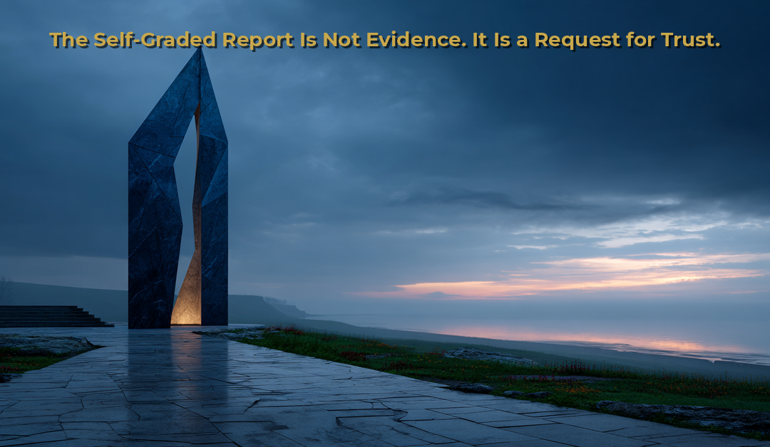 The Self-Graded Report Is Not Evidence. It Is a Request for Trust.